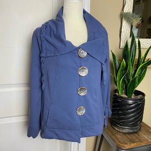 Neon Buddha Large Decorative Button Shawl Collar Jacket